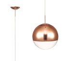 Miranda Small Ball Pendant 1 Light E27 Copper Suspension With Copper Mirrored/Clear Glass Globe