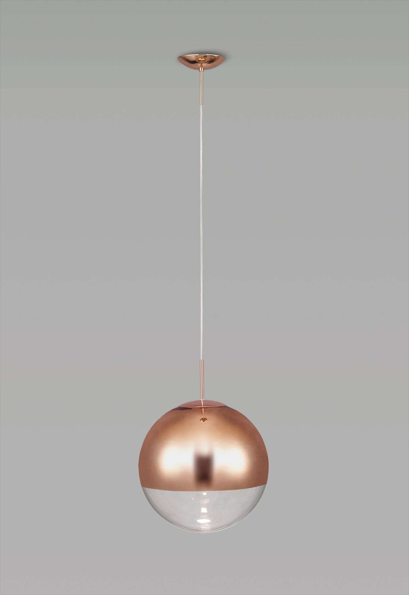 Miranda Small Ball Pendant 1 Light E27 Copper Suspension With Copper Mirrored/Clear Glass Globe