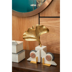 Mirano Ginkgo Sculpture with Marble Base- Gold Finish - Cusack Lighting