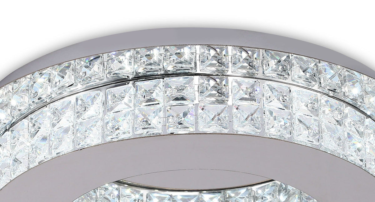 Moats Flush Ceiling Light, 1 x 18W LED, 4000K, 418lm, 3yrs Warranty - Polished Chrome & Crystal IP20