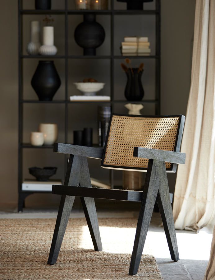 Chair  Morazan Wood Black+Rattan Natural