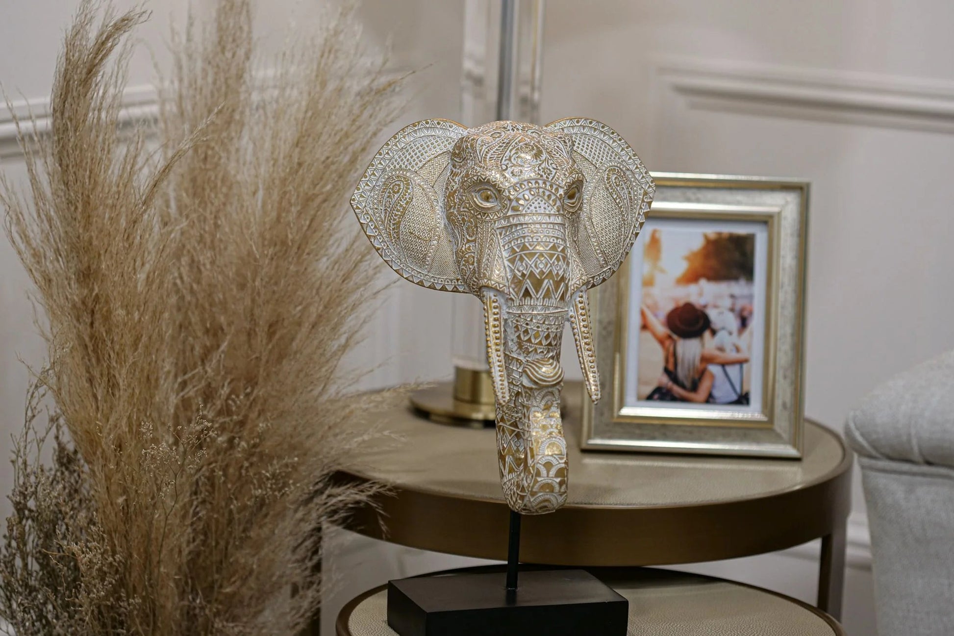 Elephant Small/Large Head - Gold & White Finish