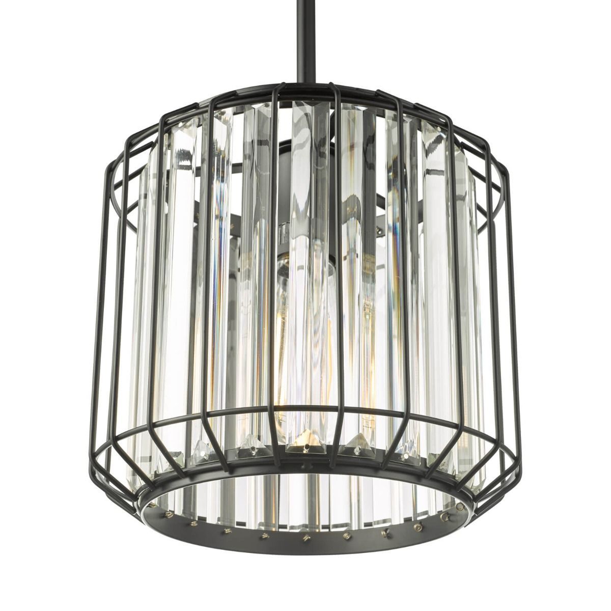 Dar Naeva Single Pendant Ceiling Light - Satin Black & Crystal Finish, IP20 - Cusack Lighting