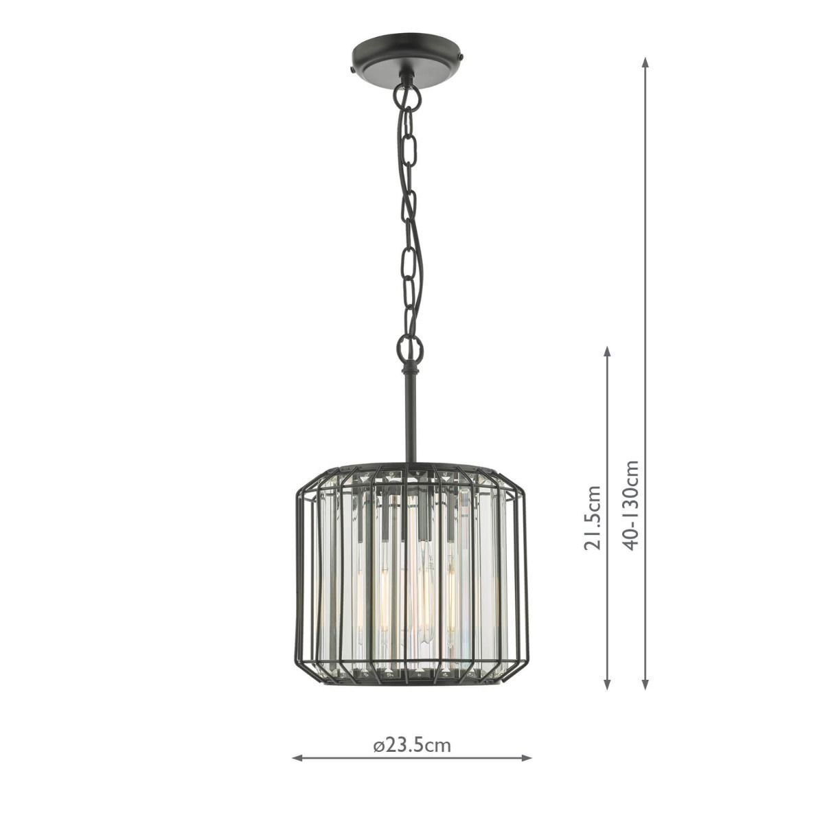Dar Naeva Single Pendant Ceiling Light - Satin Black & Crystal Finish, IP20 - Cusack Lighting