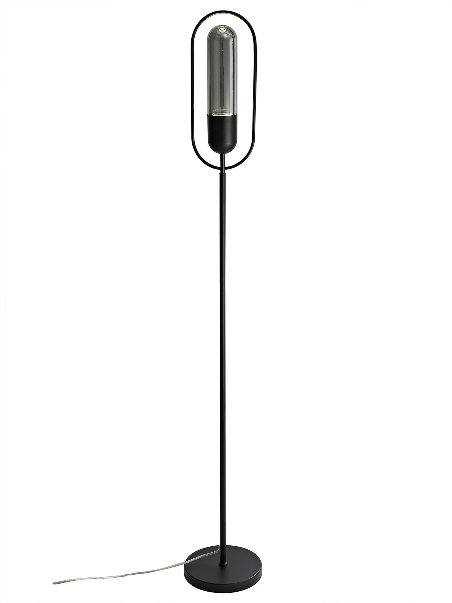 Tienes Floor Lamp, 1 x 7W LED, 4000K, 790lm, Antique Brass/Amber, Satin Nickel/Clear, Black/Smoked, 3yrs Warranty