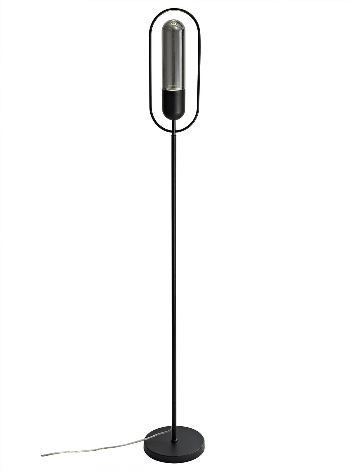 Tienes Floor Lamp, 1 x 7W LED, 4000K, 790lm, Antique Brass/Amber, Satin Nickel/Clear, Black/Smoked, 3yrs Warranty