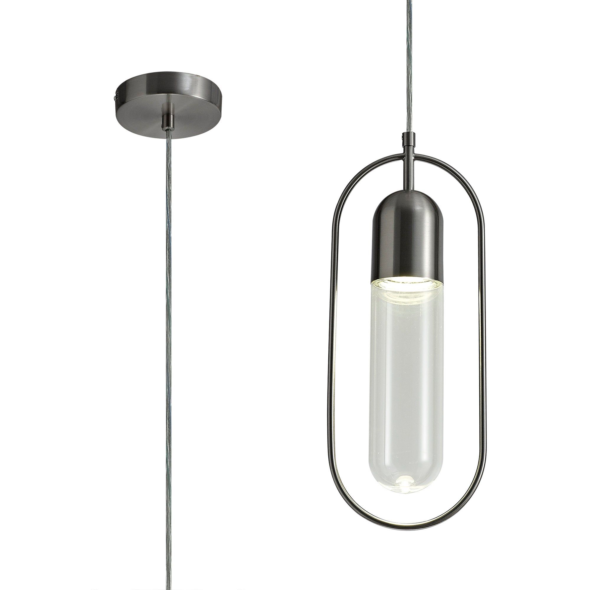Tienes Pendant, 1 x 7W LED, 4000K, 790lm, Black/Smoked/Satin Nickel/Antique Brass/Amber, 3yrs Warranty