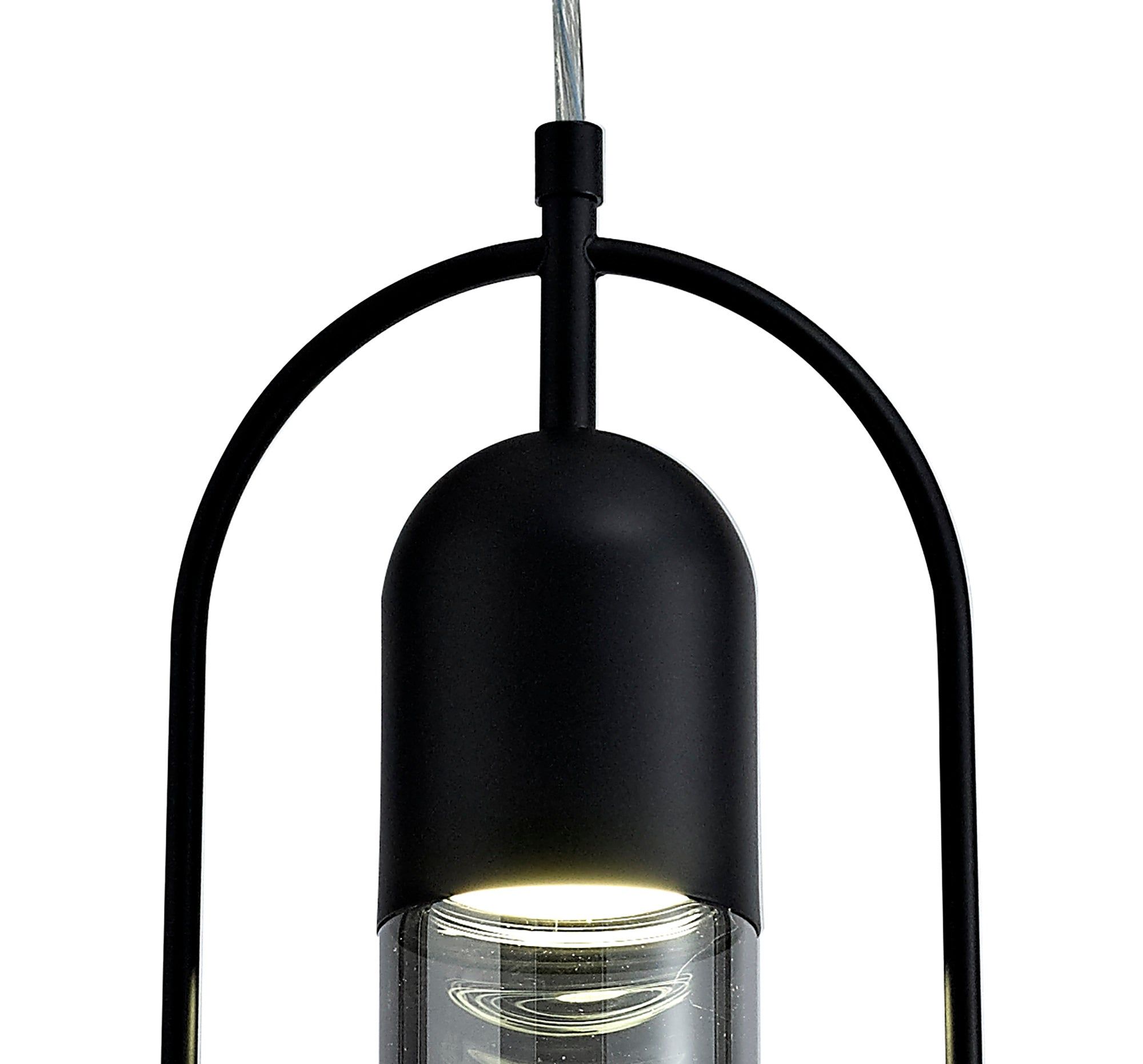 Tienes Pendant, 1 x 7W LED, 4000K, 790lm, Black/Smoked/Satin Nickel/Antique Brass/Amber, 3yrs Warranty