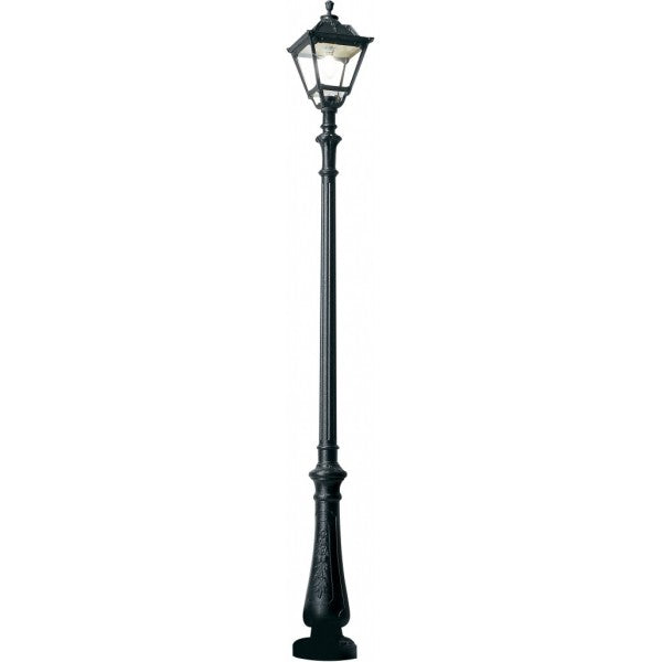 Nebo/Elia Black Clear E27 Tall Single Post Light Garden Lights - Cusack Lighting
