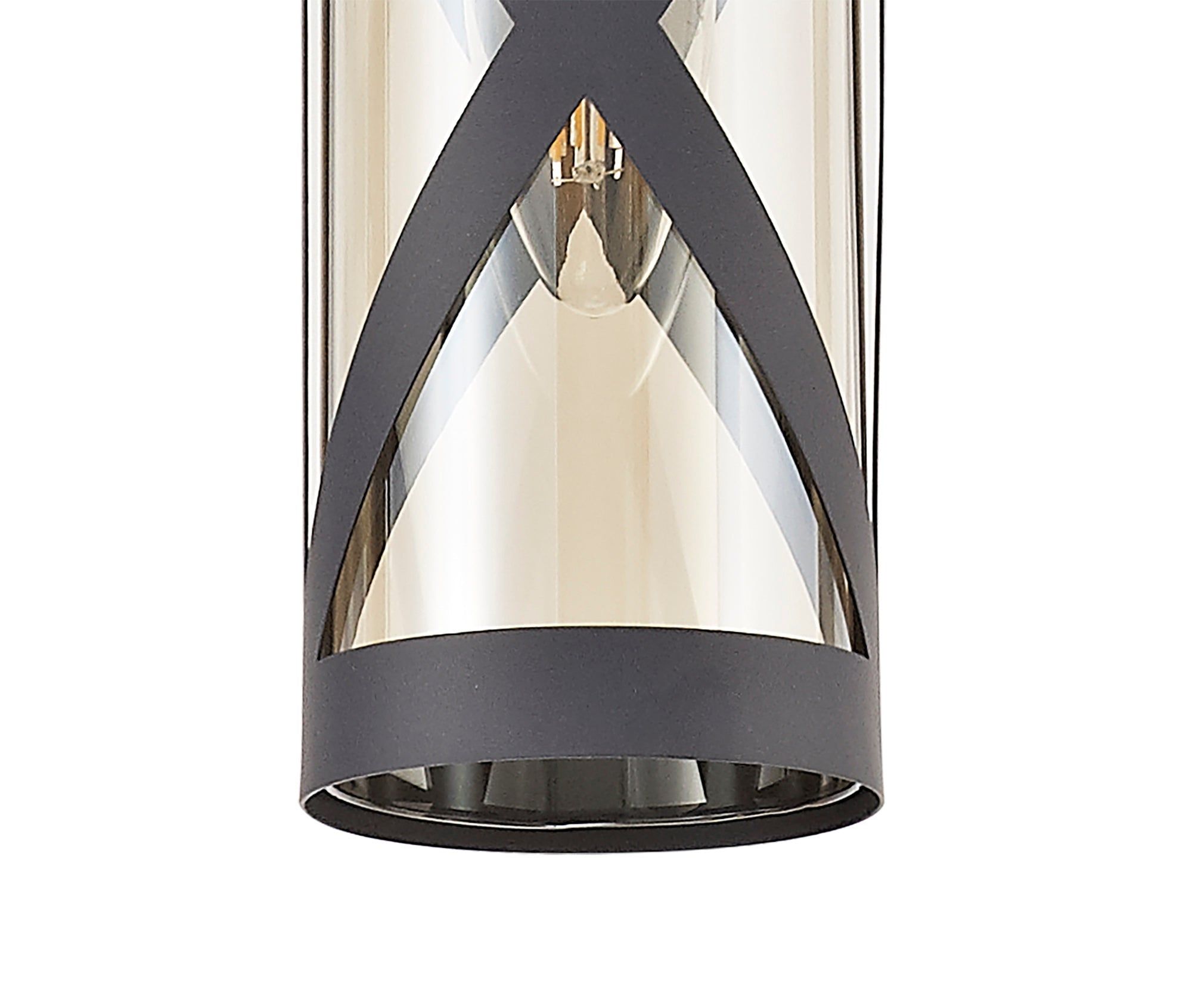 Taeims 1 Light Pendant E14, Matt Grey/Polished Chrome/Cognac
