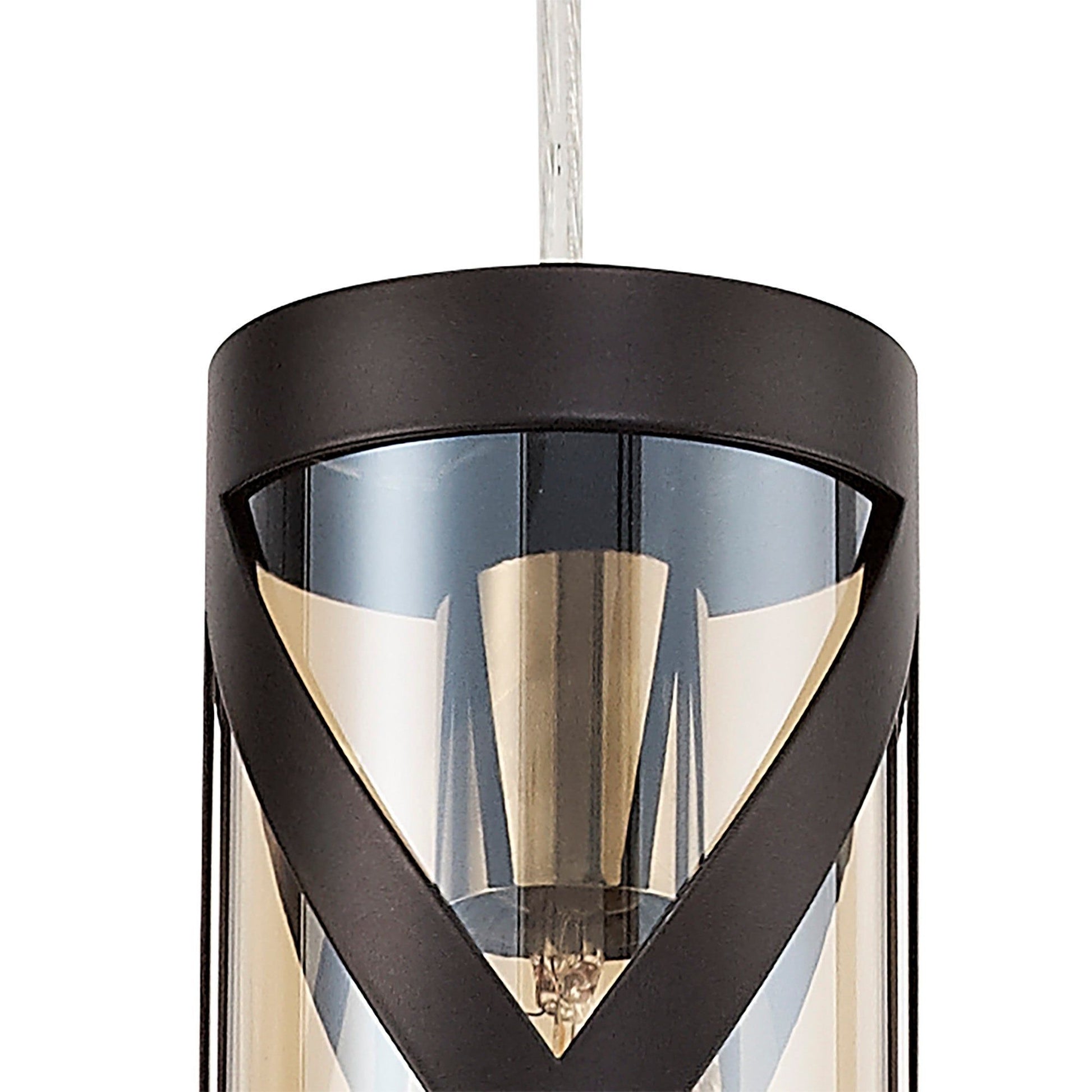 Taeims 1 Light Pendant E14, Matt Grey/Polished Chrome/Cognac