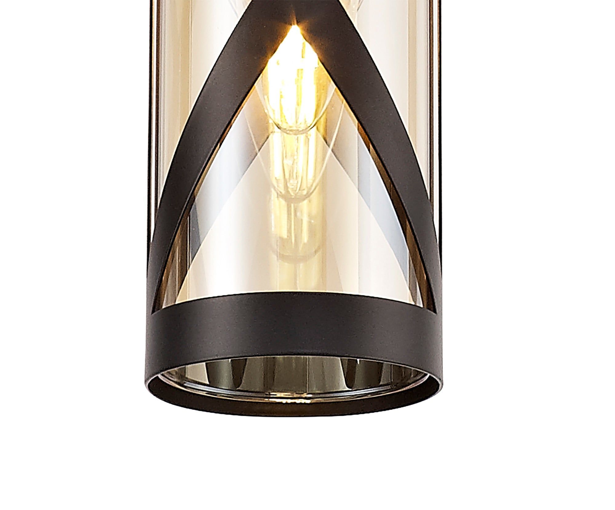 Taeims 1 Light Pendant E14, Matt Grey/Polished Chrome/Cognac