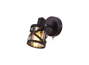 Taeims 1 Light Switched Spotlight E14, Matt Grey/Polished Chrome/Cognac