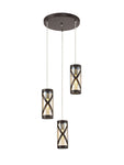 Taeims 3 Light Round Pendant E14, Oiled Bronze/Matt Grey/Polished Chrome/Cognac