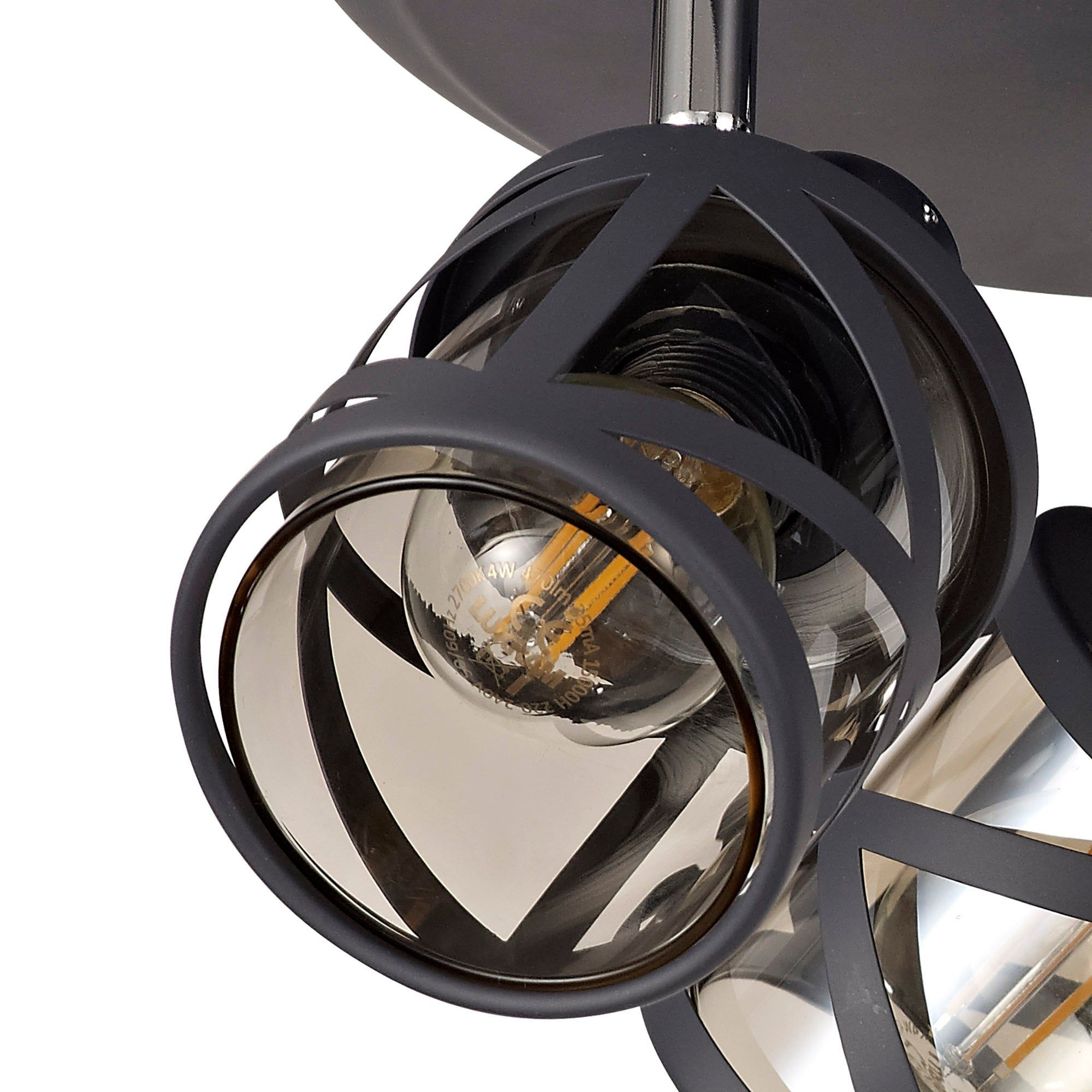 Taeims 3 Light Round Spotlight E14, Oiled Bronze/Matt Grey/Polished Chrome/Cognac