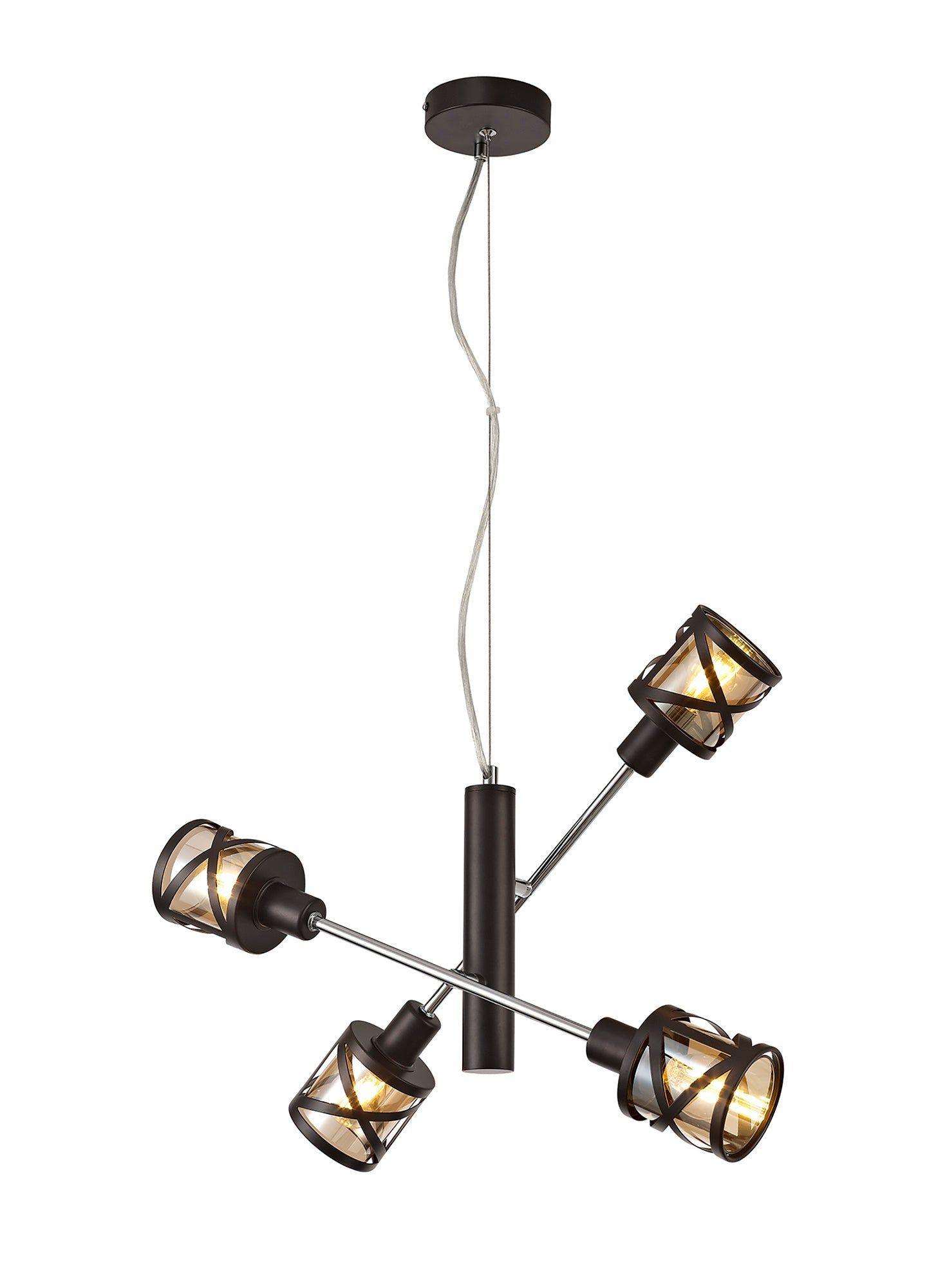 Taeims 4 Light Adjustable Pendant E14, Oiled Bronze/Matt Grey/Polished Chrome/Cognac