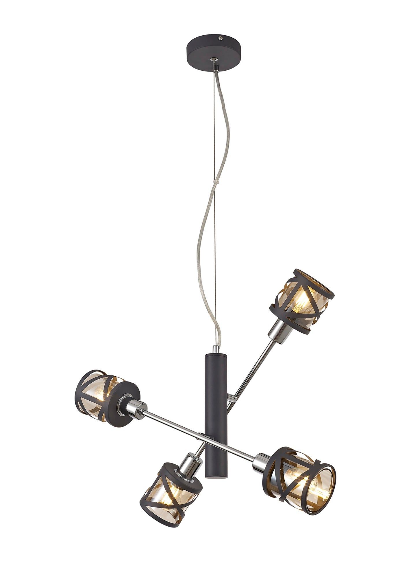 Taeims 4 Light Adjustable Pendant E14, Oiled Bronze/Matt Grey/Polished Chrome/Cognac