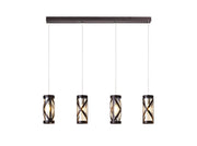 Taeims 4 Light Bar Linear Pendant E14, Oiled Bronze/Matt Grey/Polished Chrome/Cognac