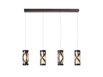 Taeims 4 Light Bar Linear Pendant E14, Oiled Bronze/Matt Grey/Polished Chrome/Cognac