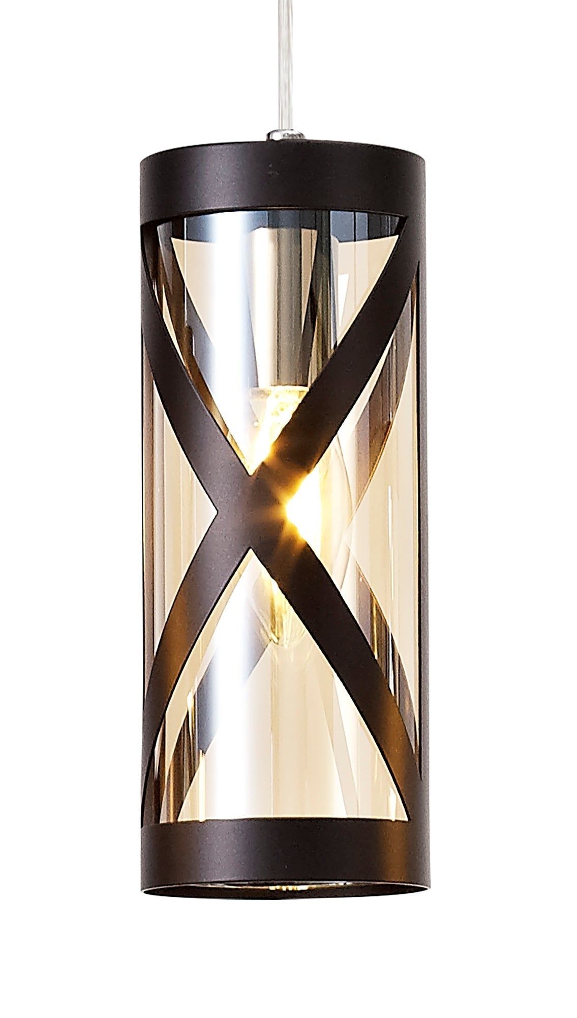 Taeims 4 Light Bar Linear Pendant E14, Oiled Bronze/Matt Grey/Polished Chrome/Cognac