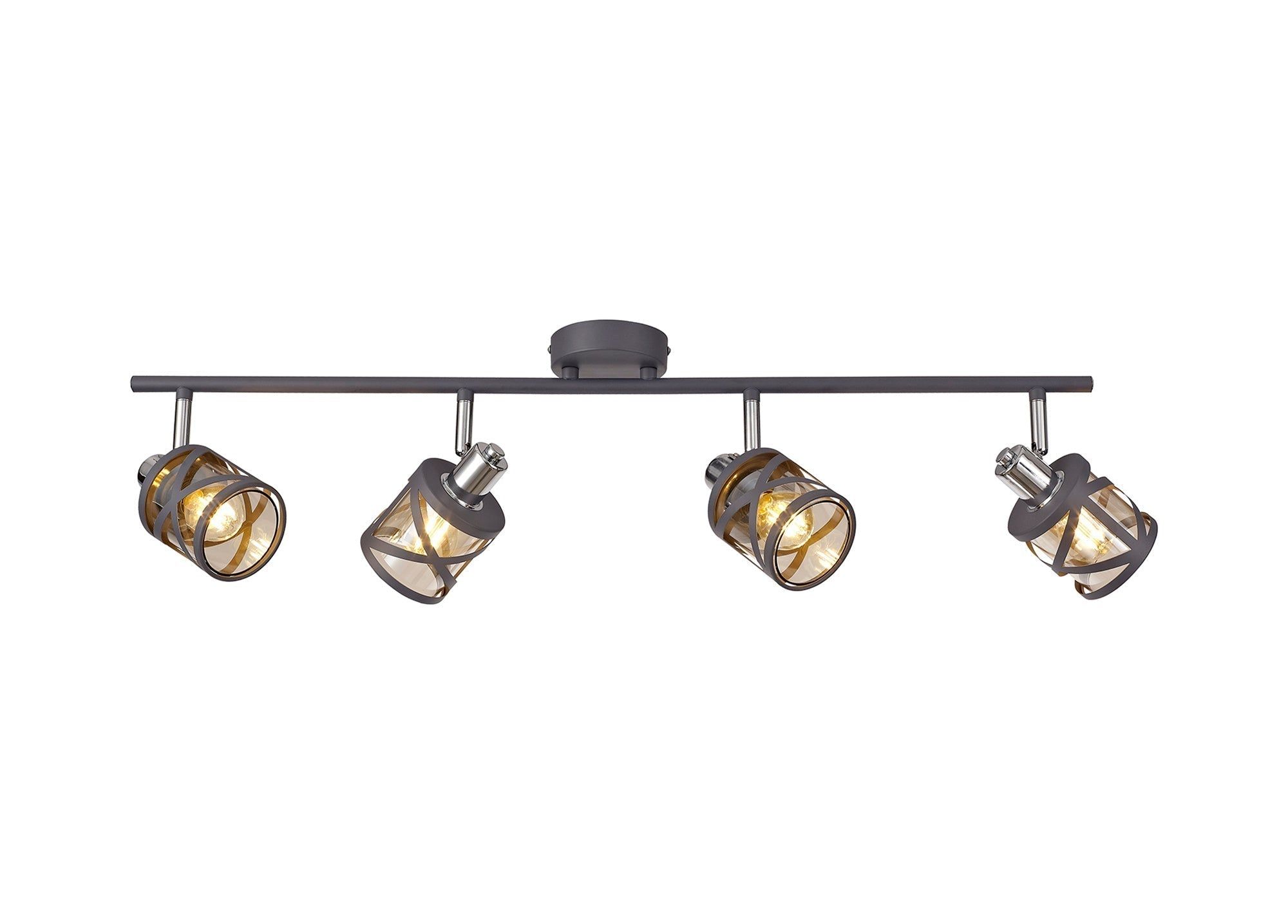 Taeims 4 Light Linear Bar Spotlight E14, Matt Grey/Oiled Bronze/Polished Chrome/Amber