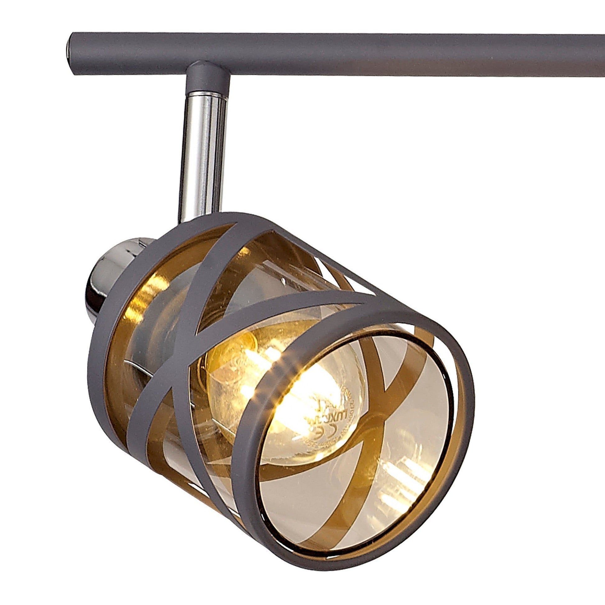 Taeims 4 Light Linear Bar Spotlight E14, Matt Grey/Oiled Bronze/Polished Chrome/Amber