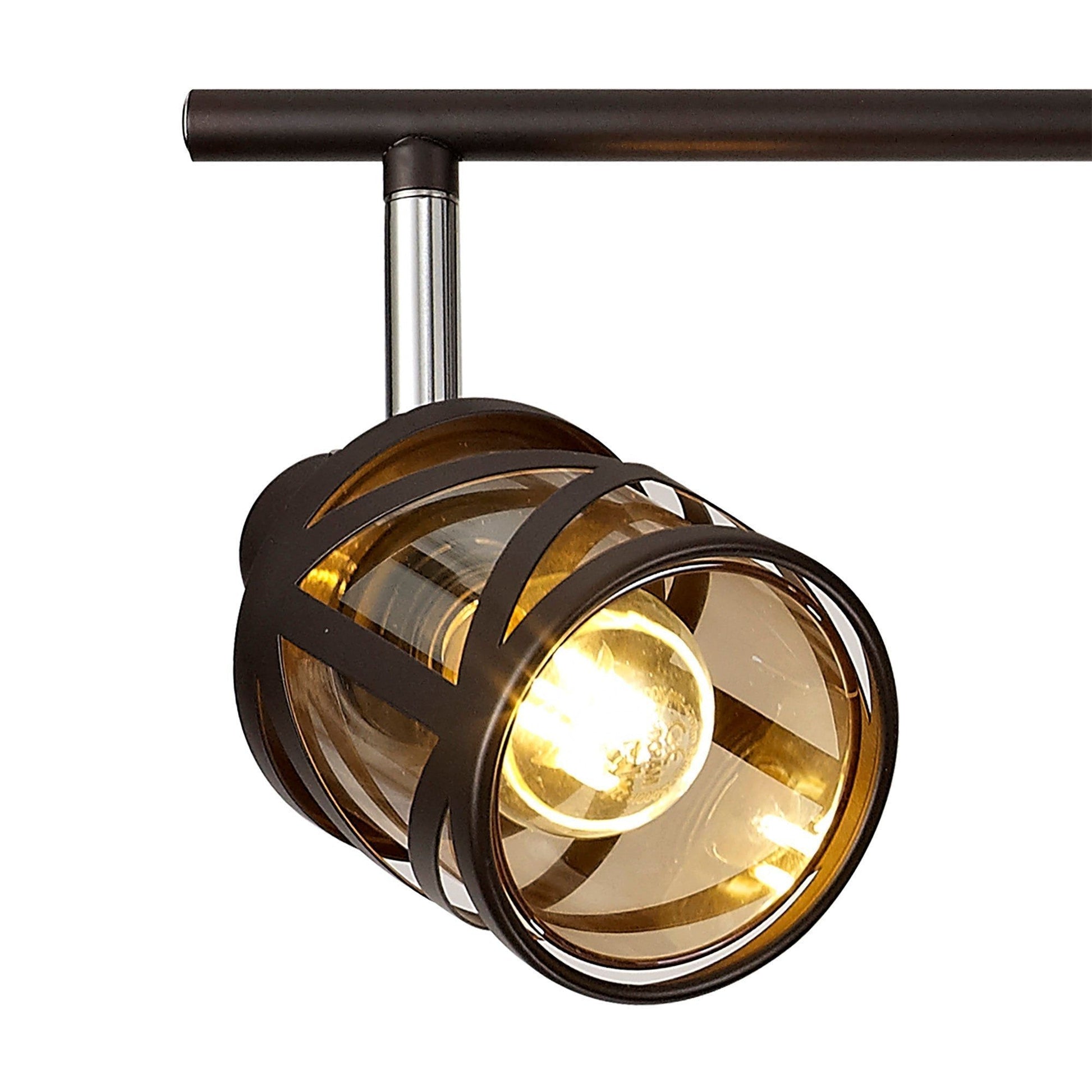 Taeims 4 Light Linear Bar Spotlight E14, Matt Grey/Oiled Bronze/Polished Chrome/Amber