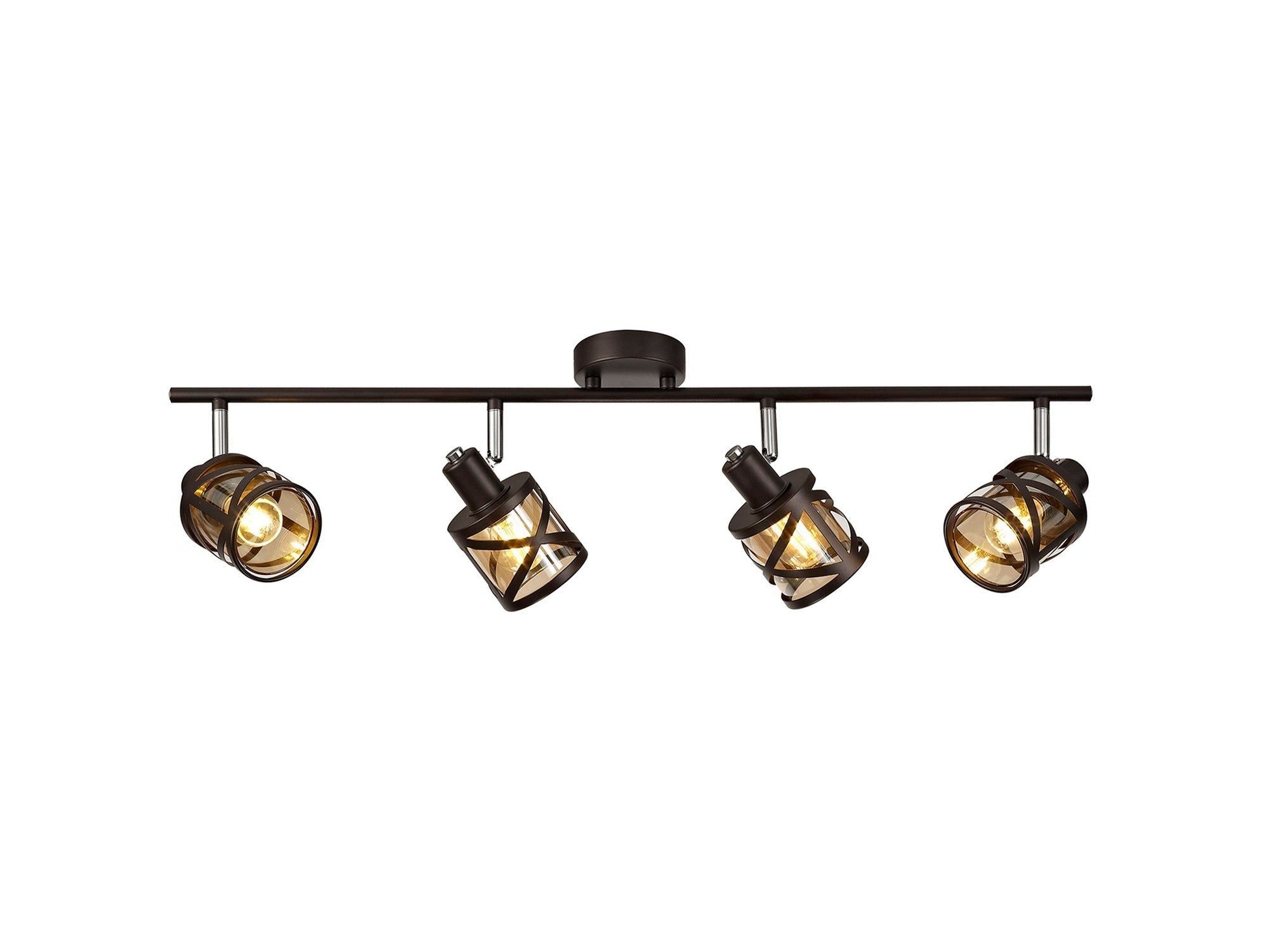 Taeims 4 Light Linear Bar Spotlight E14, Matt Grey/Oiled Bronze/Polished Chrome/Amber