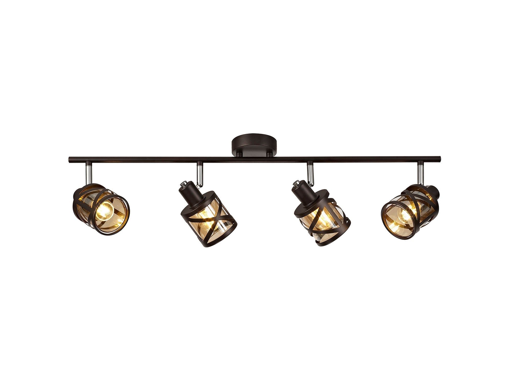 Taeims 4 Light Linear Bar Spotlight E14, Matt Grey/Oiled Bronze/Polished Chrome/Amber