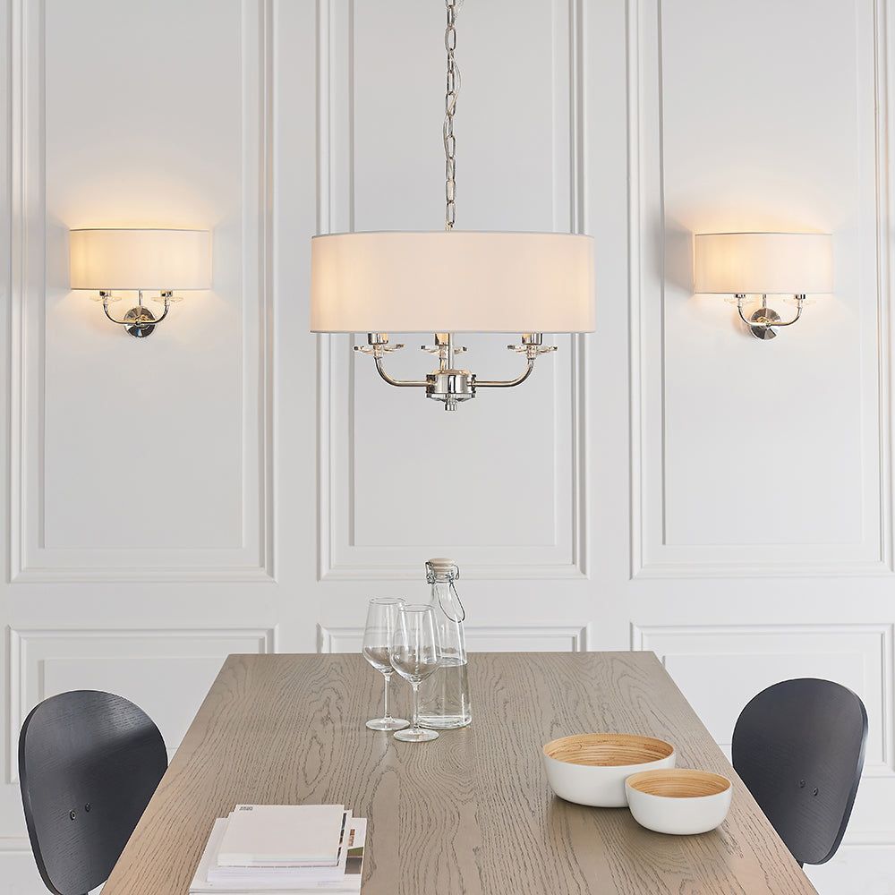 Charlene 3/6Lt Centre Ceiling Light - Nickel & White/Brass & White Finish