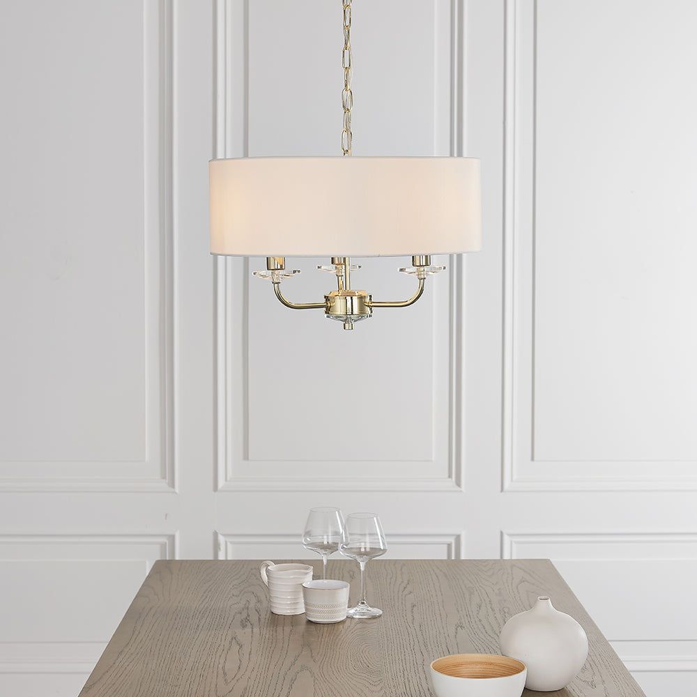 Charlene 3/6Lt Centre Ceiling Light - Nickel & White/Brass & White Finish