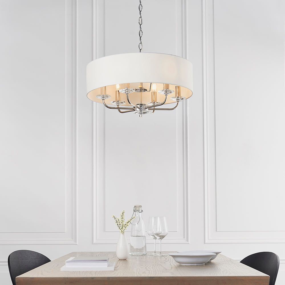 Charlene 3/6Lt Centre Ceiling Light - Nickel & White/Brass & White Finish