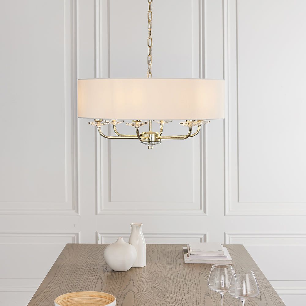 Charlene 3/6Lt Centre Ceiling Light - Nickel & White/Brass & White Finish