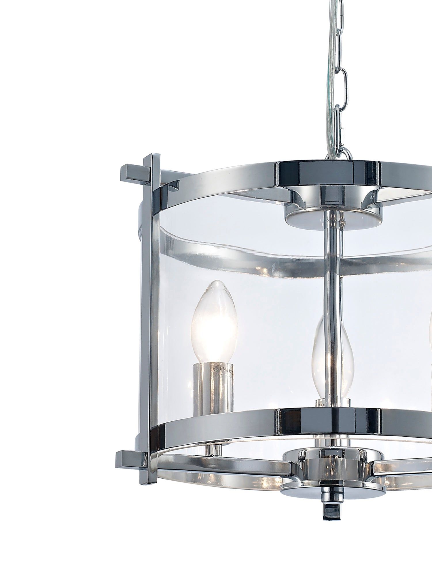 Nolan Single Small Pendant 3 Light E14 Polished Chrome/Clear Glass