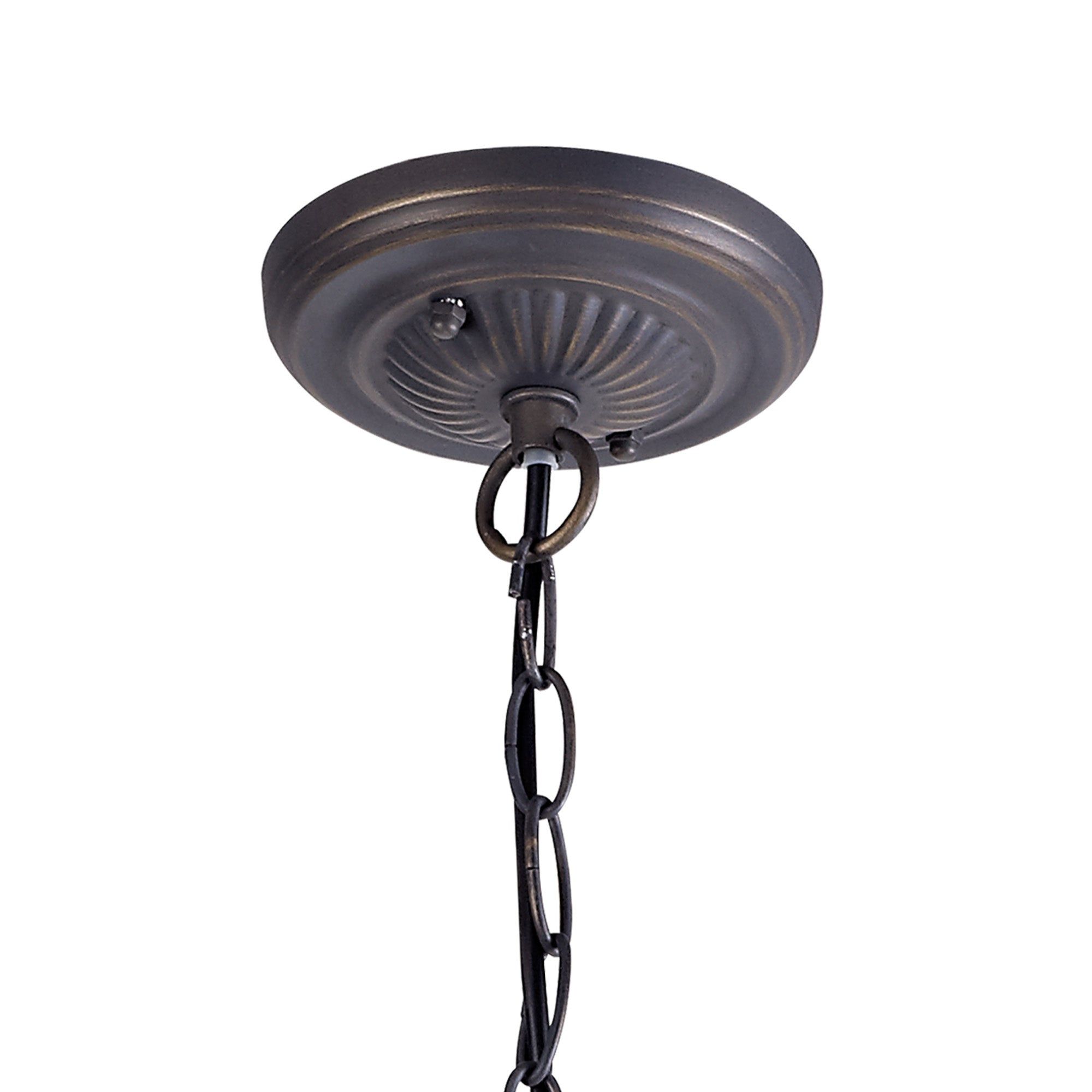 Nuflur 1 Light Downlighter Pendant E27 With 40cm Tiffany Shade, Antique Brass