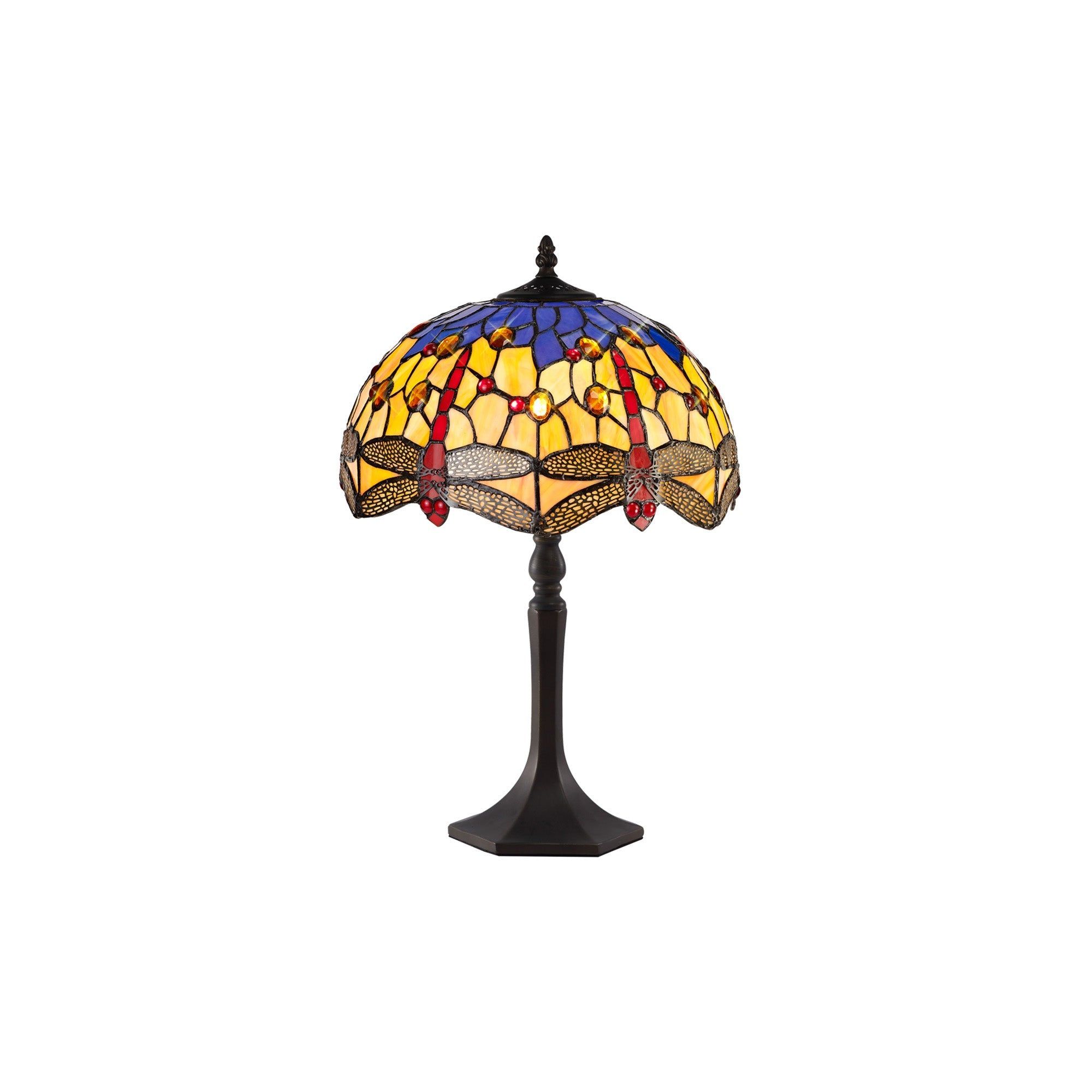 Nuflur 1 Light Octagonal/Tree Table Lamp E27 With 30cm Tiffany Shade Antique Brass