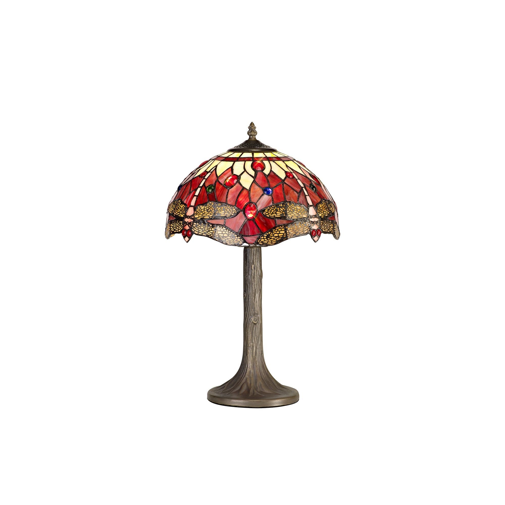 Nuflur 1 Light Octagonal/Tree Table Lamp E27 With 30cm Tiffany Shade Antique Brass