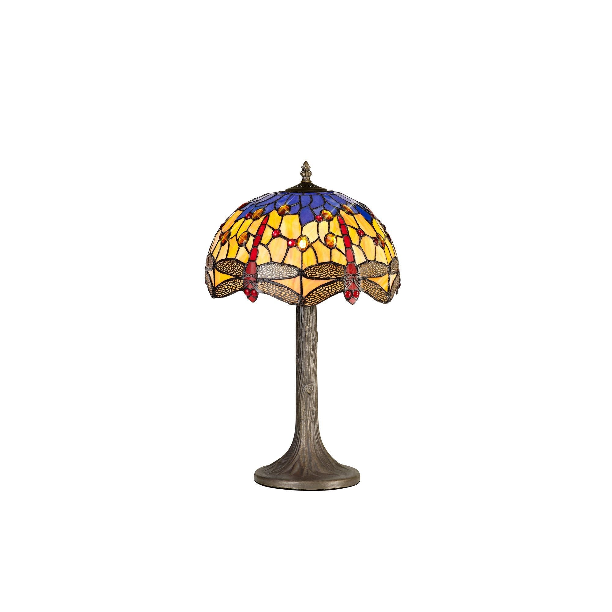 Nuflur 1 Light Octagonal/Tree Table Lamp E27 With 30cm Tiffany Shade Antique Brass