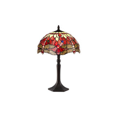Nuflur 1 Light Octagonal/Tree Table Lamp E27 With 30cm Tiffany Shade Antique Brass