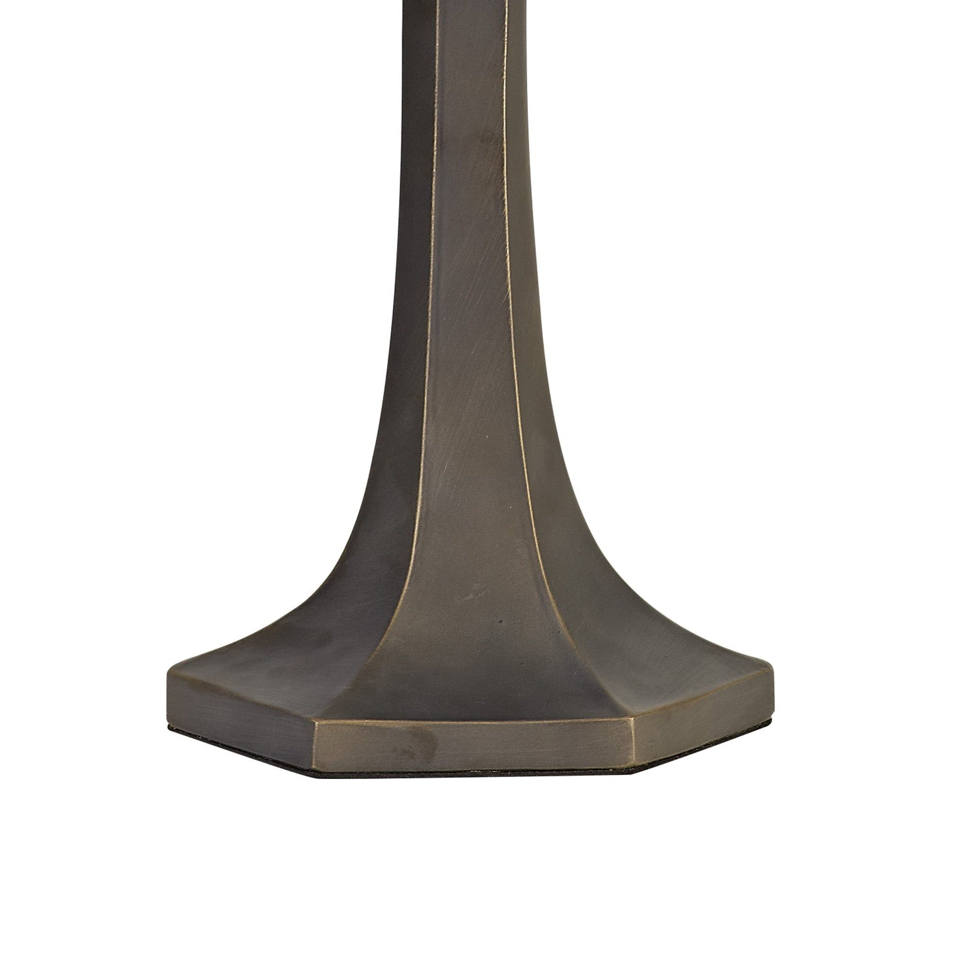 Nuflur 2 Light Octagonal Table Lamp E27 With 40cm Tiffany Shade, Blue/Orange/Crystal/Aged Antique Brass