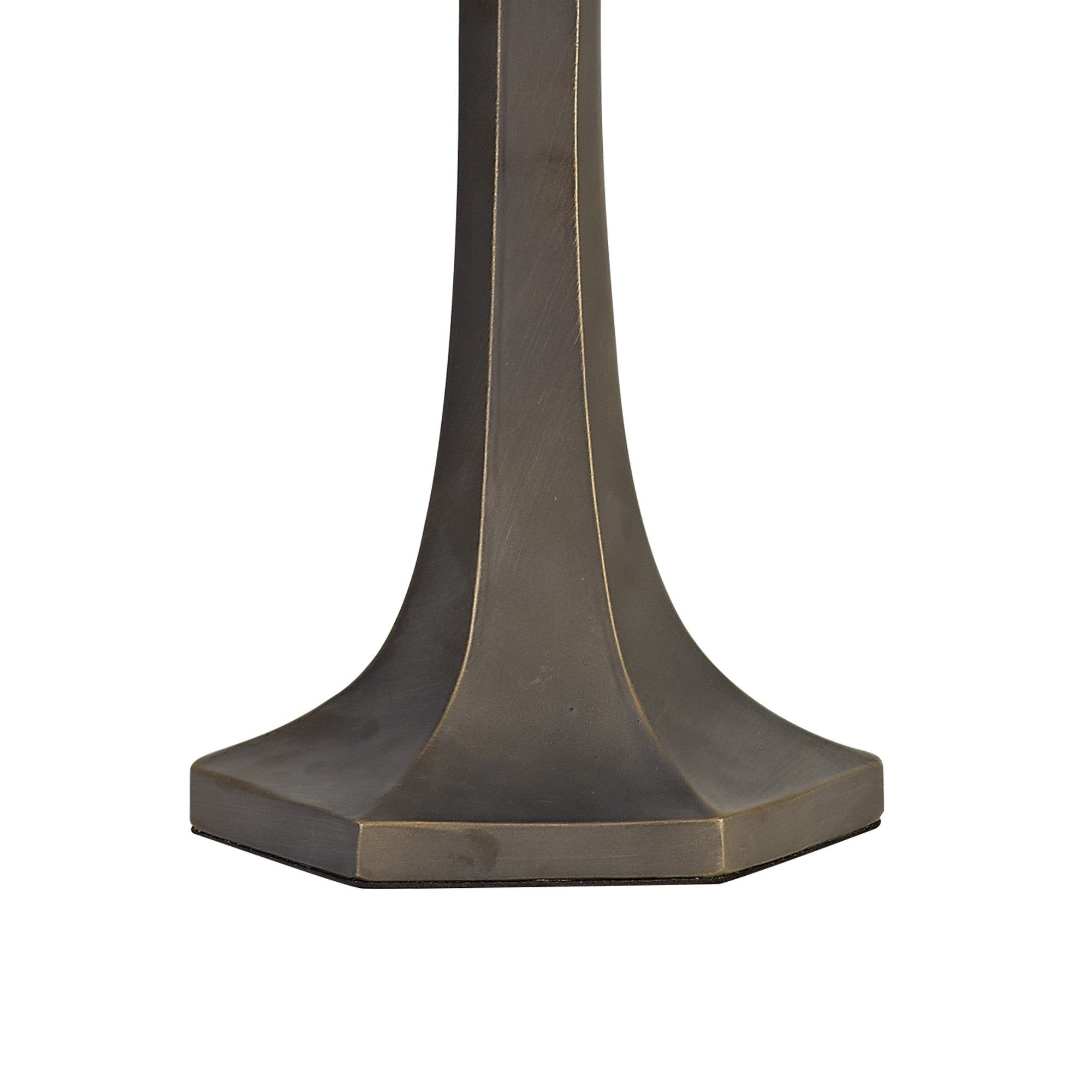 Nuflur 2 Light Octagonal Table Lamp E27 With 40cm Tiffany Shade, Blue/Orange/Crystal/Aged Antique Brass