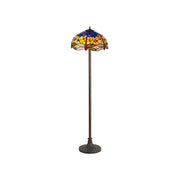 Nuflur 2 Light Stepped Design Floor Lamp E27 With 40cm Tiffany Shade, Antique Brass