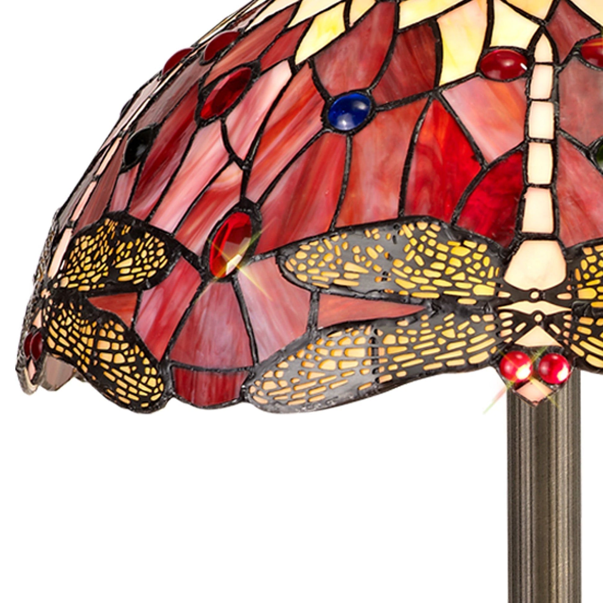 Nuflur 2 Light Stepped Design Floor Lamp E27 With 40cm Tiffany Shade, Antique Brass