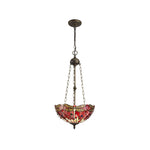 Nuflur 3 Light Uplighter Pendant E27 With 30cm Tiffany Shade,  Antique Brass