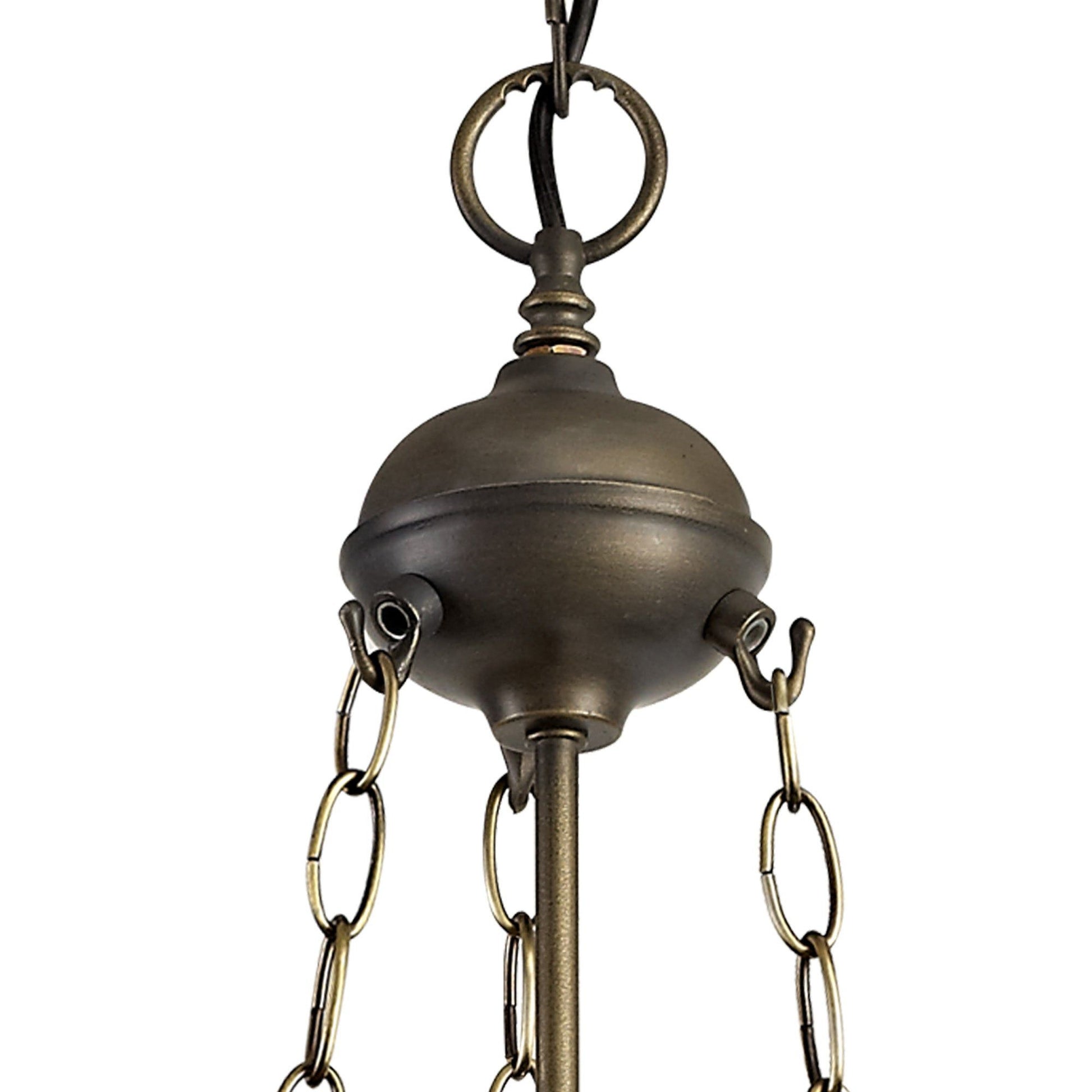 Nuflur 3 Light Uplighter Pendant E27 With 30cm Tiffany Shade,  Antique Brass