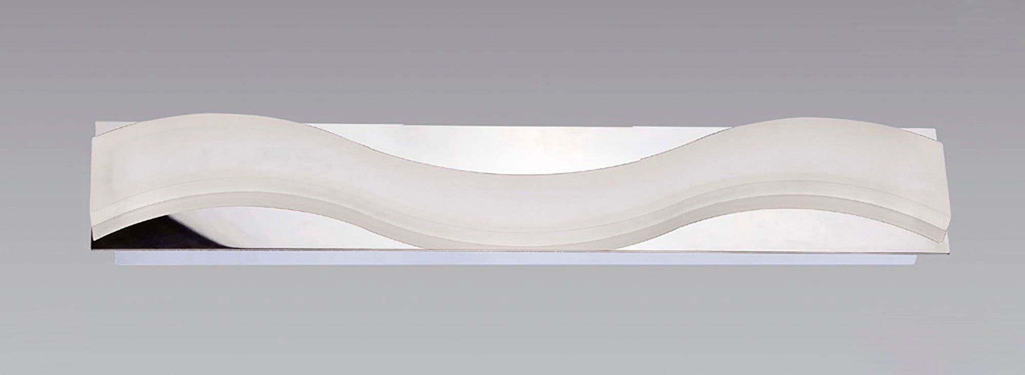 Ola Wall Lamp 7W LED Large Wave 3000K IP44, 630lm, Polished Chrome/Frosted Acrylic, 3yrs Warranty