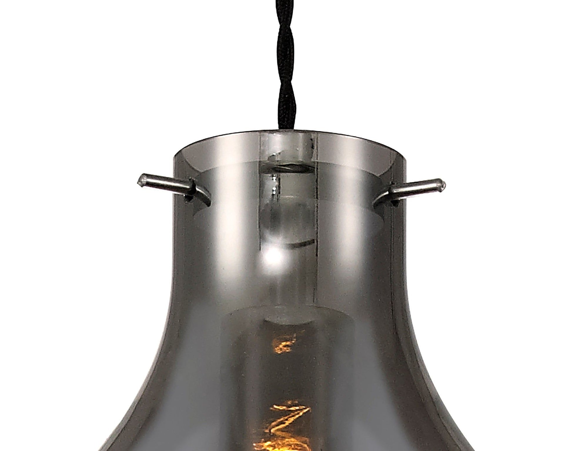 Olivia Pendant 17cm Round, 1 x E27, Chrome & Clear, Chrome & Smoke