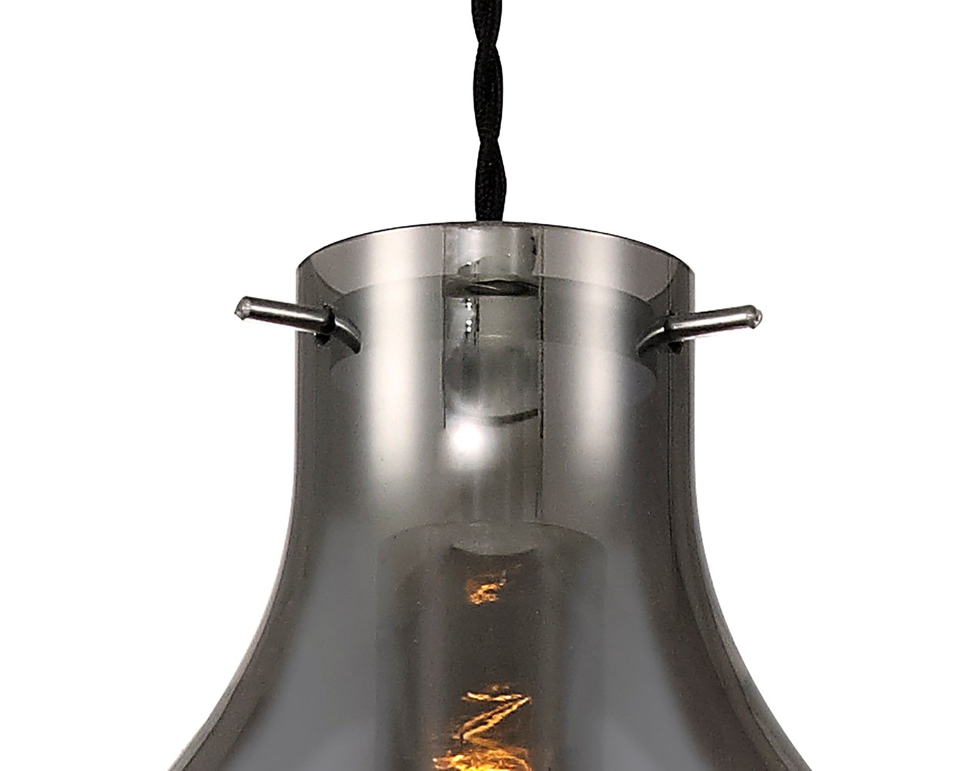 Olivia Pendant 17cm Round, 1 x E27, Chrome & Clear, Chrome & Smoke