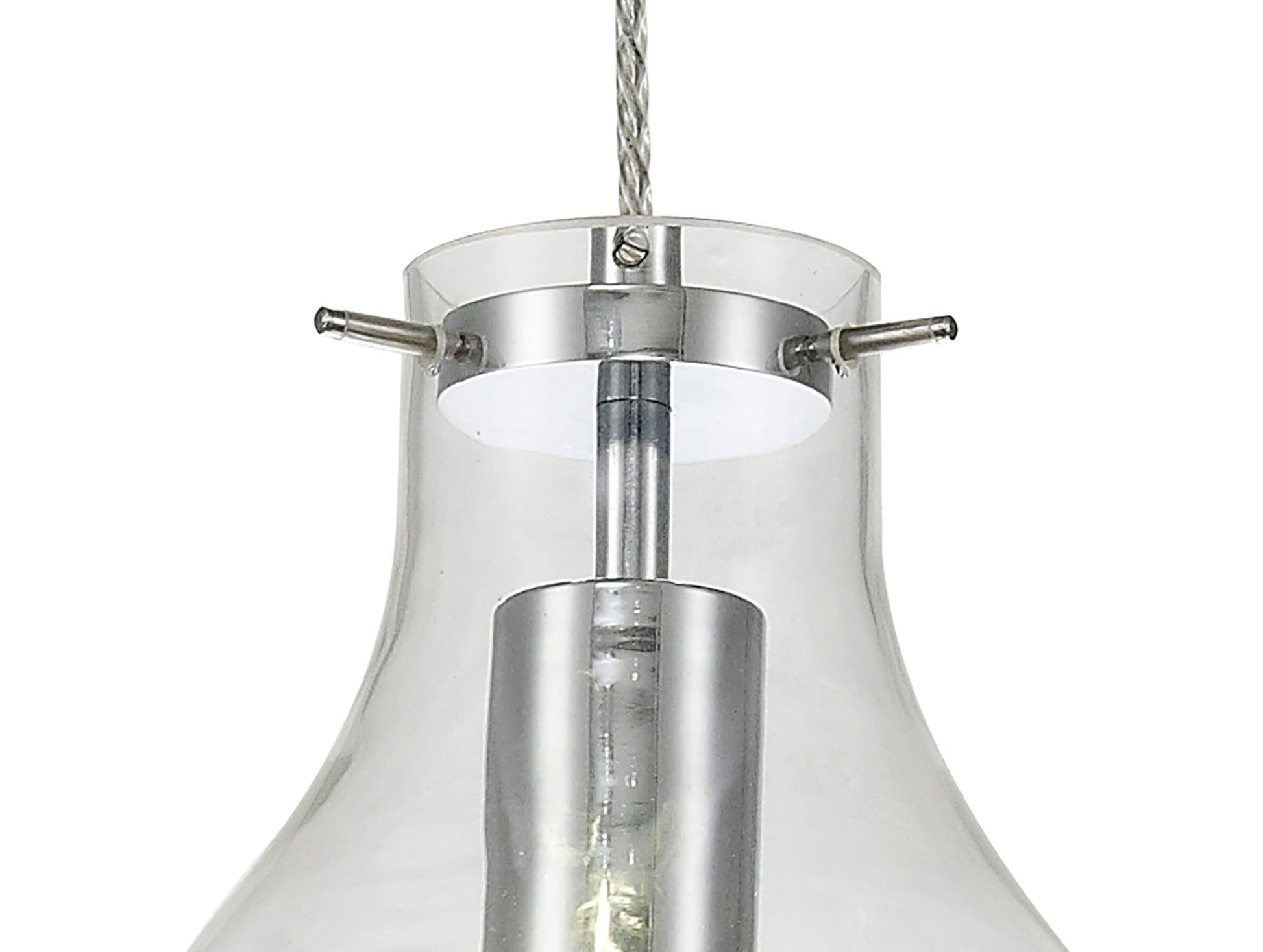 Olivia Pendant 17cm Round, 1 x E27, Chrome & Clear, Chrome & Smoke