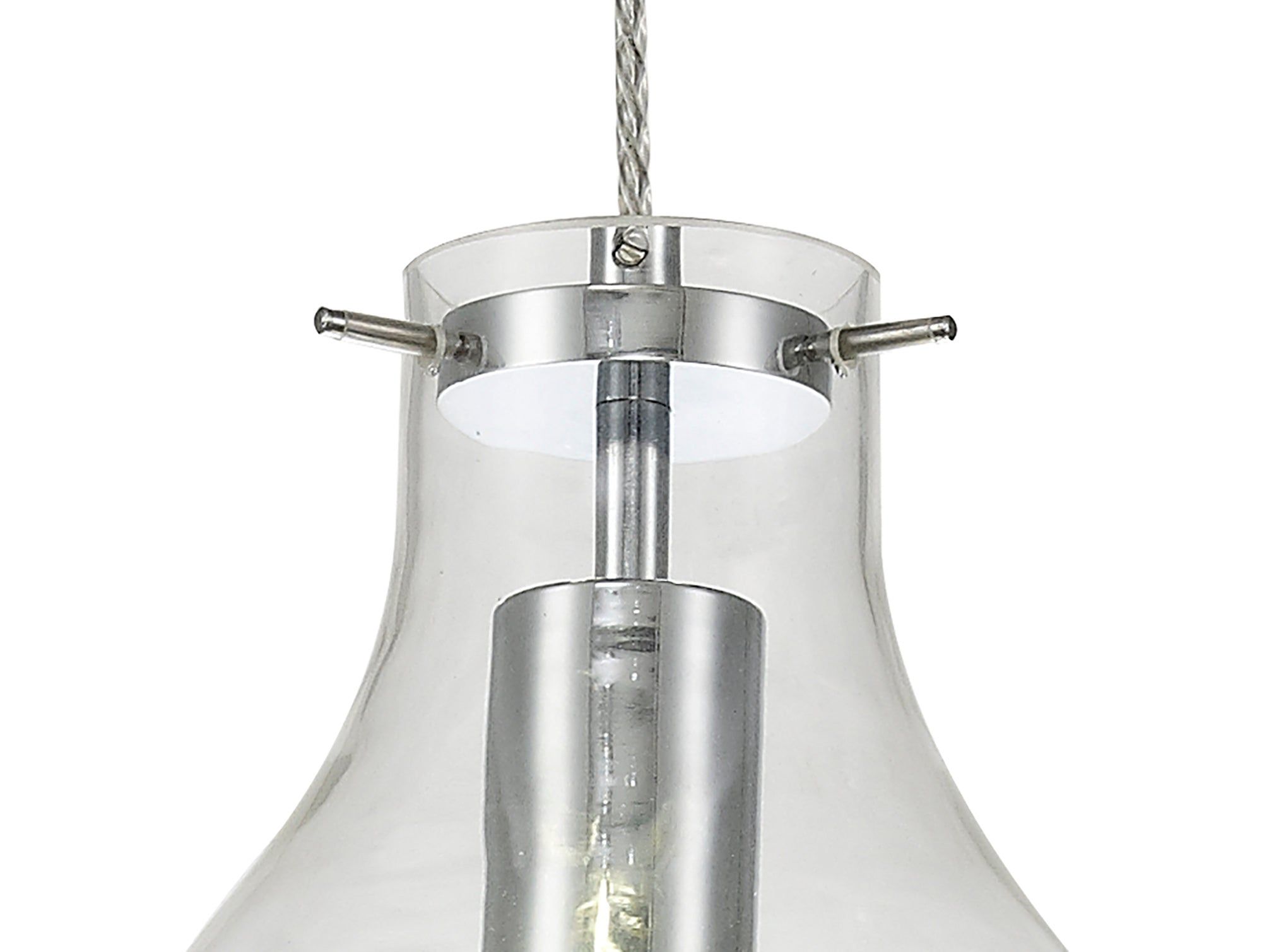 Olivia Pendant 17cm Round, 1 x E27, Chrome & Clear, Chrome & Smoke